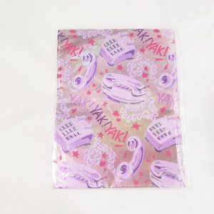 Lot of 4 Purple Telephone Metallized Gift Wrap Sheets Carlton cards Yak Yak Yak